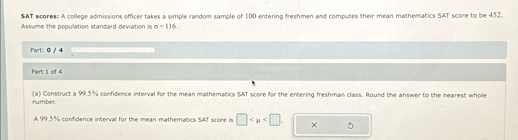 Solved SAT scores: A college admissions officer takes a | Chegg.com