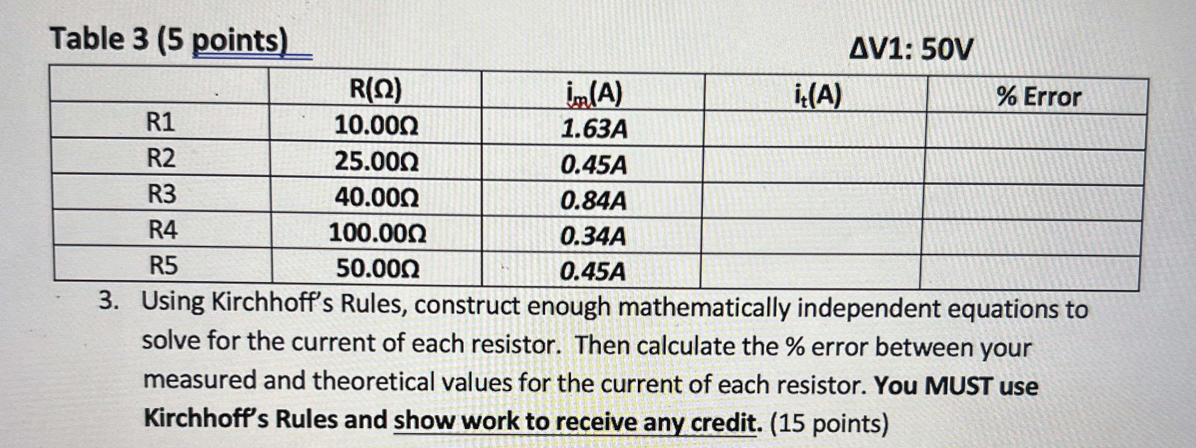 Solved Please fill in the table and show all steps. I've | Chegg.com
