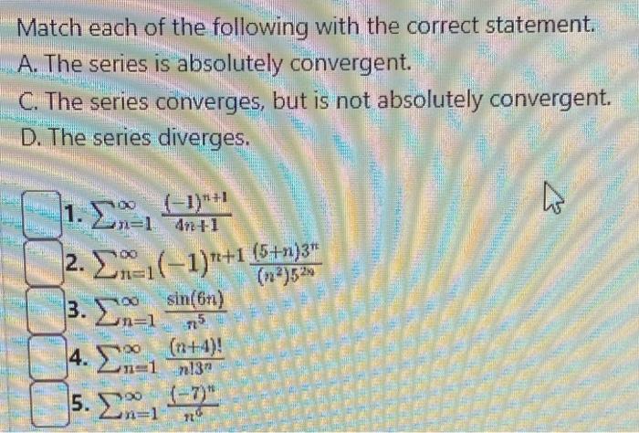 Solved Match each of the following with the correct | Chegg.com