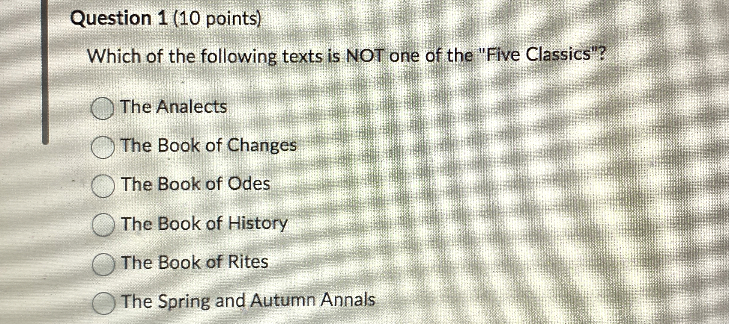 Solved Question 1 (10 ﻿points)Which of the following texts | Chegg.com