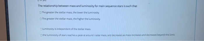 Solved (16 of so How do the masses of stars on the upper | Chegg.com