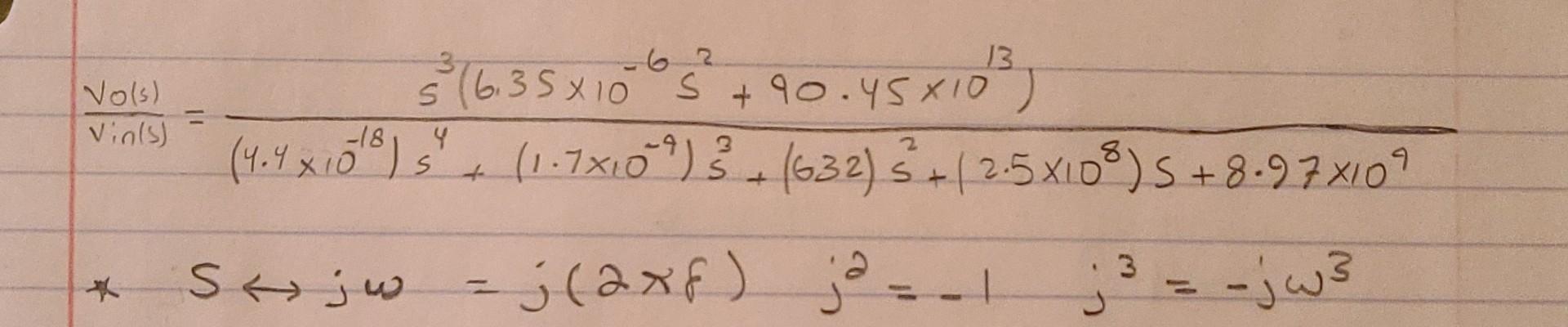 Solved please write the provided S domain equation in | Chegg.com