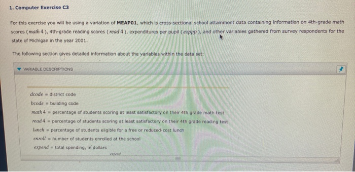 Solved 1. Computer Exercise C3 For this exercise you will be | Chegg.com