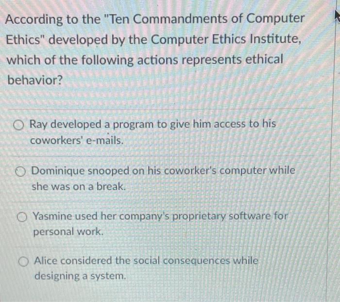 Solved According To The Ten Commandments Of Computer Chegg