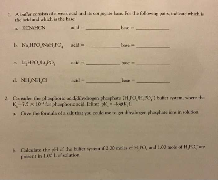 Consists Of A Weak Acid And Its Conjugate Base