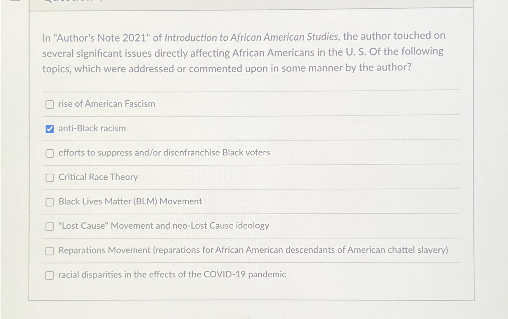 Solved In "Author's Note 2021" ﻿of Introduction to African | Chegg.com