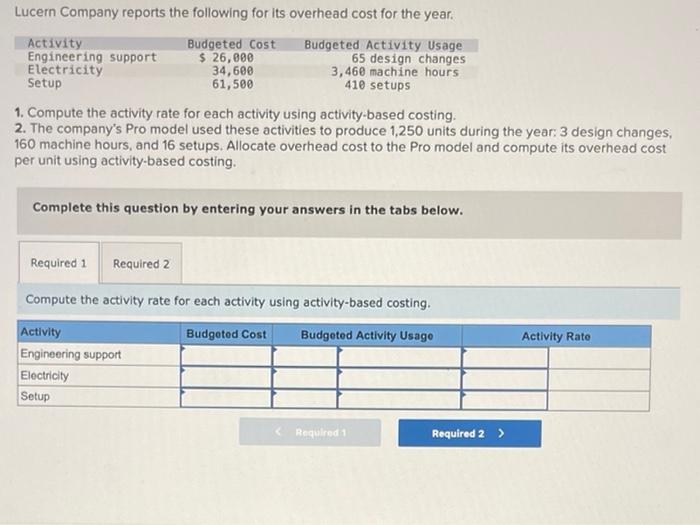 Solved Lucern Company reports the following for its overhead