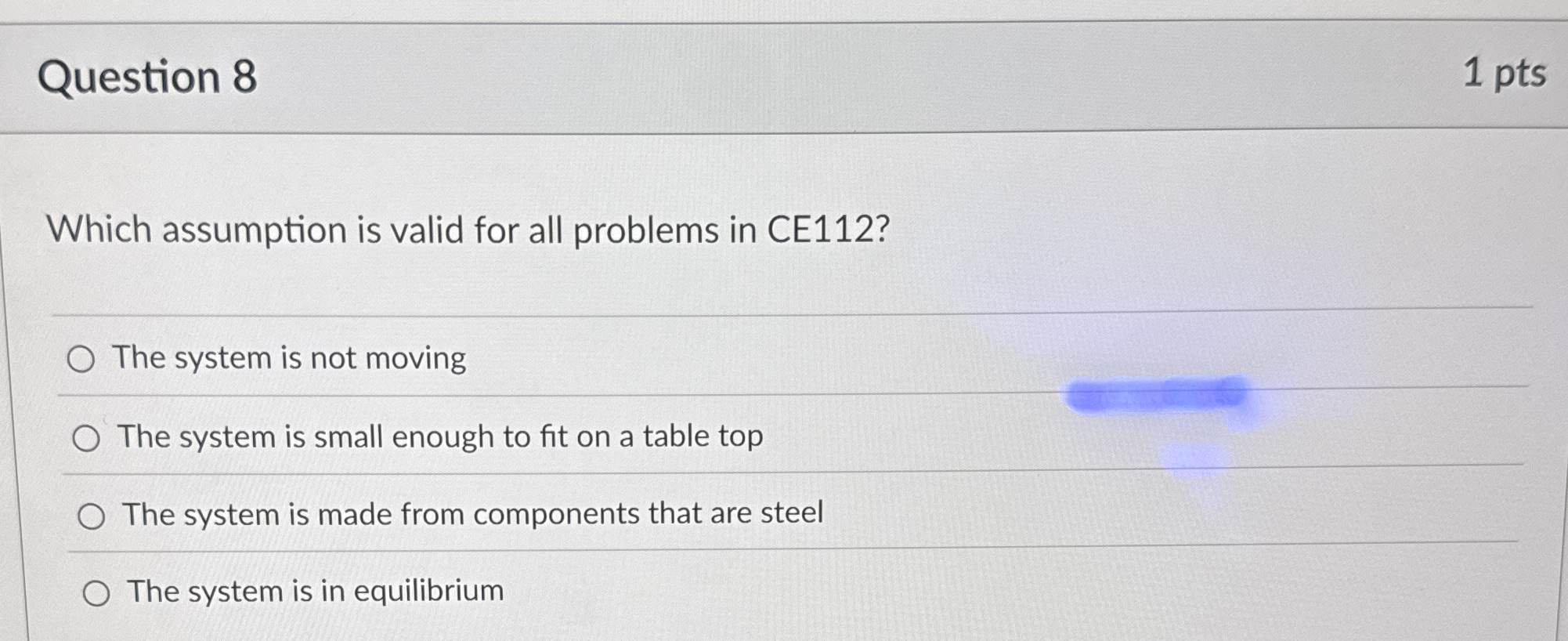 Solved Question 81 ﻿ptsWhich assumption is valid for all | Chegg.com