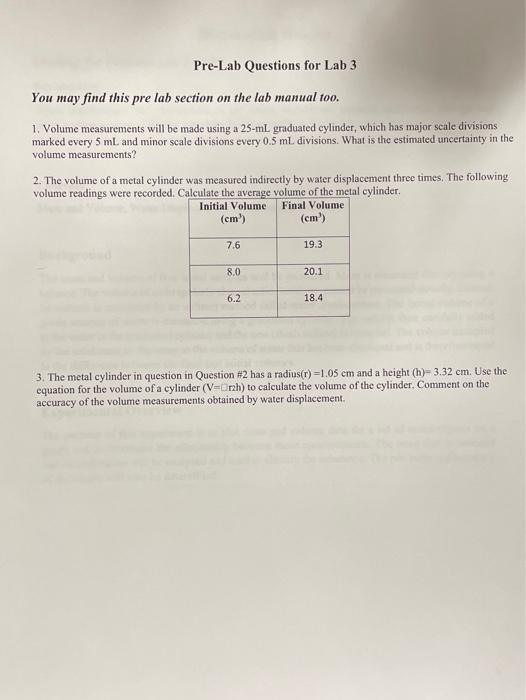 Solved Pre-Lab Questions For Lab 3 You May Find This Pre Lab | Chegg.com