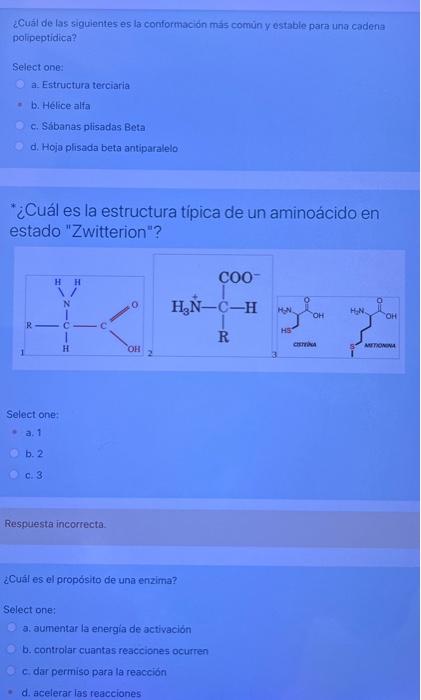 ¿Cuat de las siguientes es la conformación más comùn y estable para una cadena polipeptidica? Selectione: a. Estructura terc