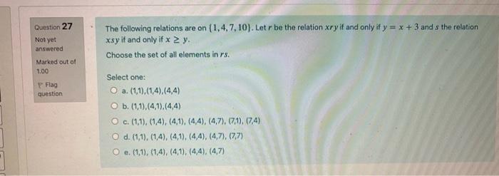 Solved Question 27 Not Yet Answered The Following Relatio Chegg Com