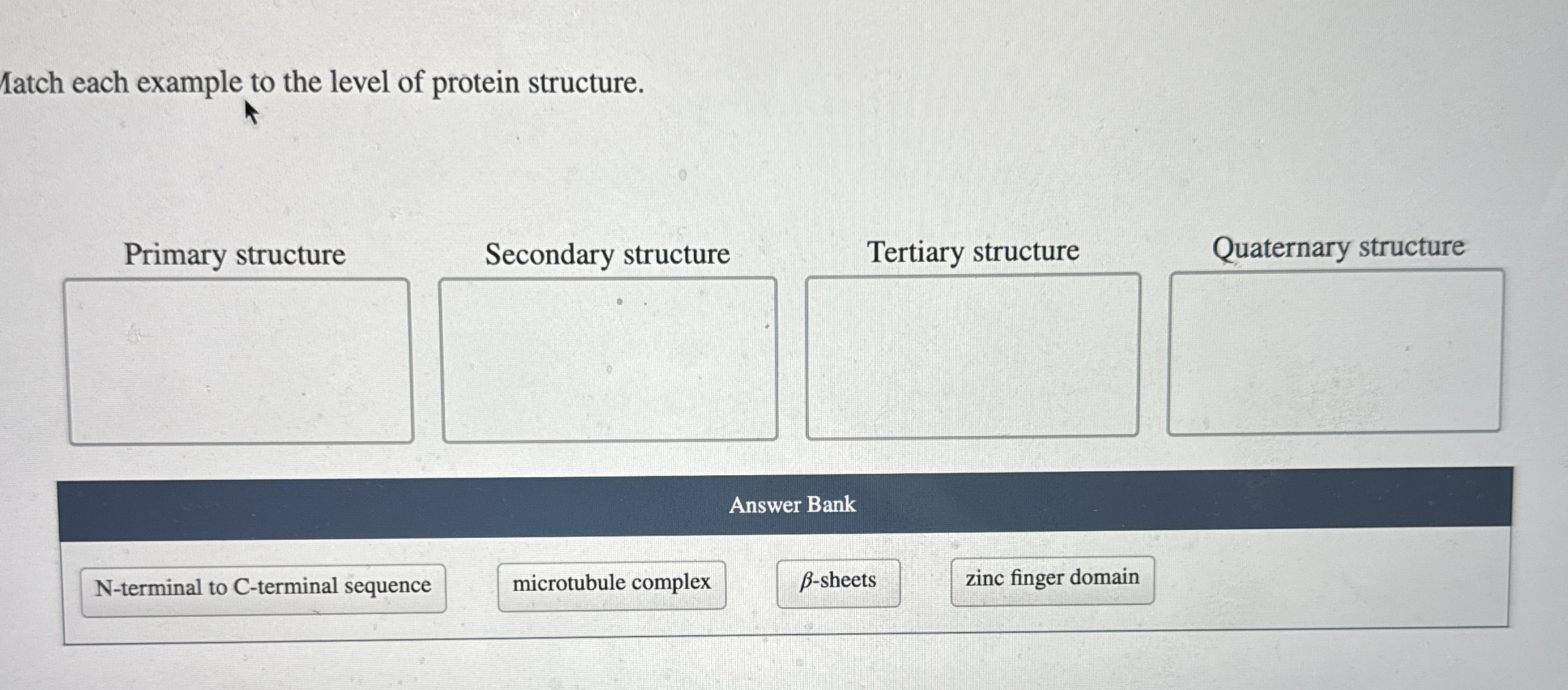 Solved Iatch each example to the level of protein