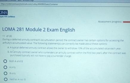 Solved Assesument progress:LOMA 281 ﻿Module 2 ﻿Exam | Chegg.com