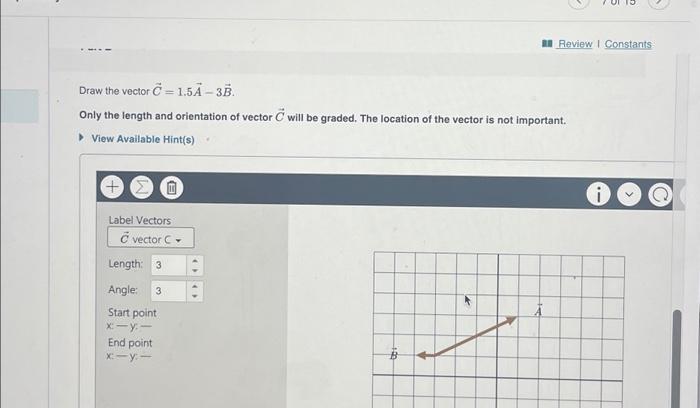 Solved Draw the vector C = 1.5A – 3B. Only the length and | Chegg.com