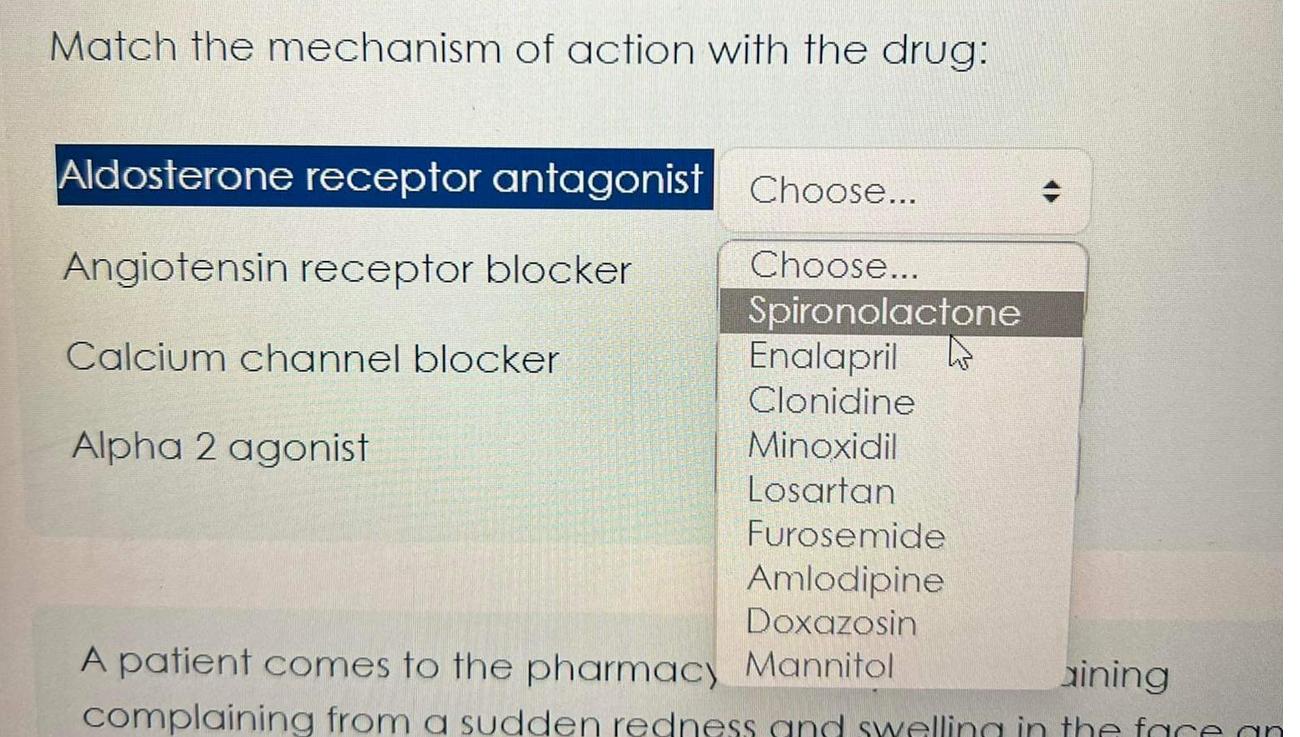 Solved Match the mechanism of action with the | Chegg.com