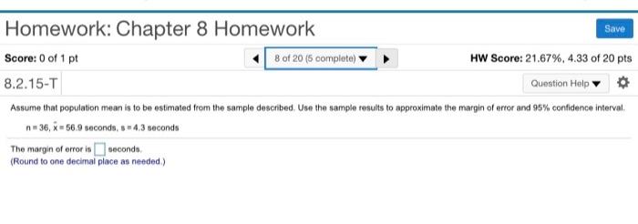 Solved Homework: Chapter 8 Homework Save Score: 0 of 1 pt 8 | Chegg.com