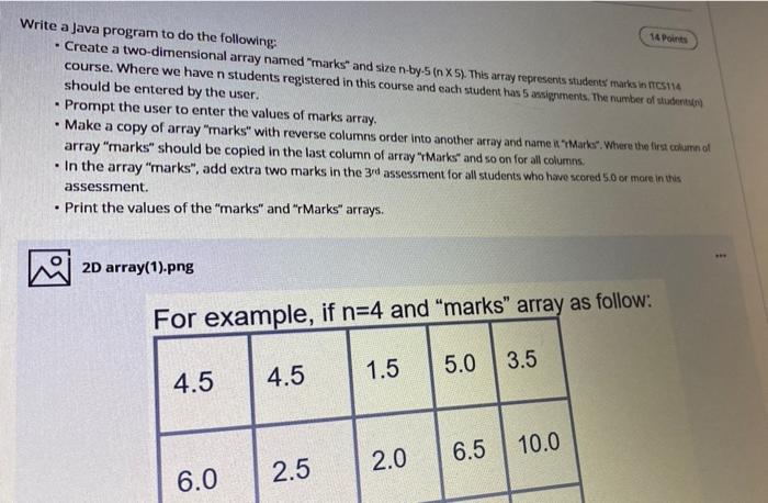 Solved Write a Java program to do the following • Create a | Chegg.com