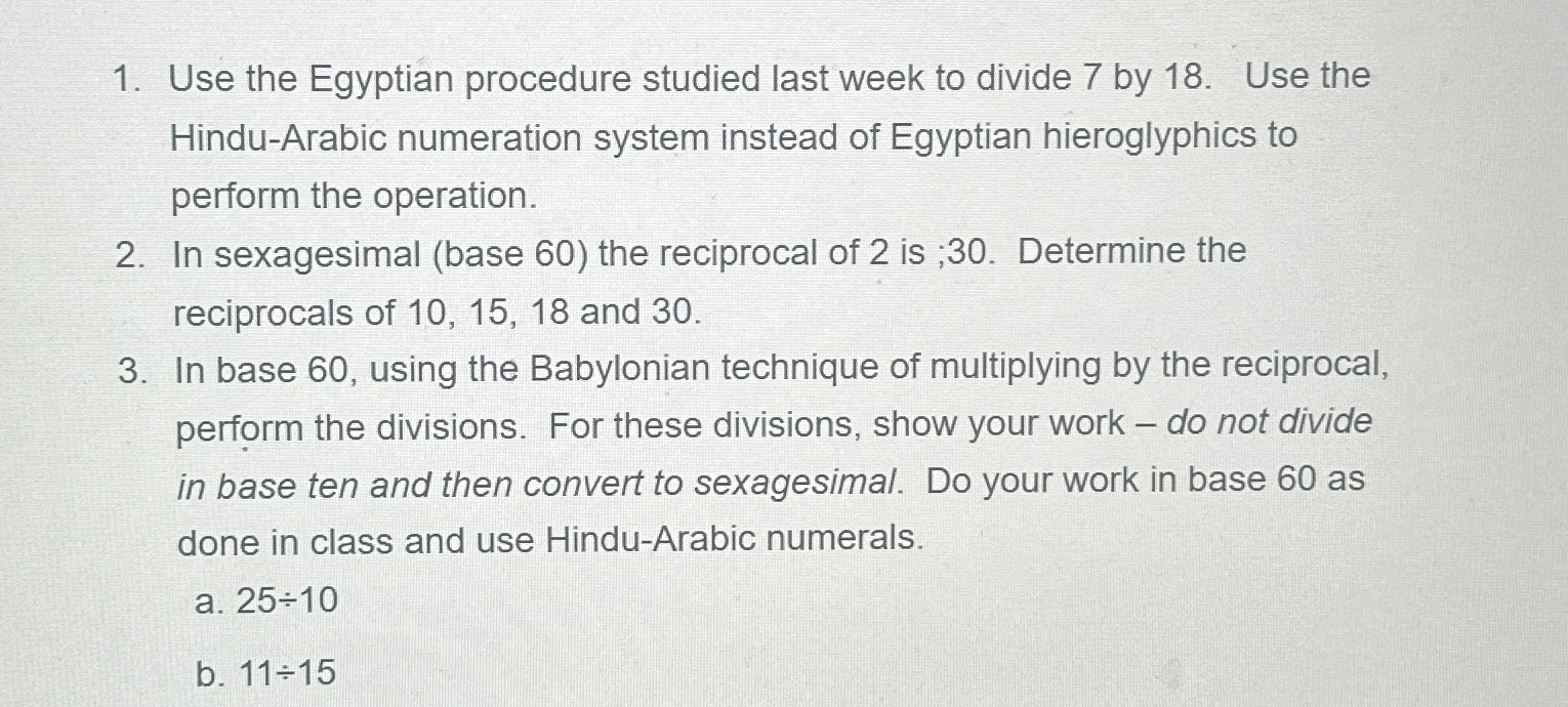 Solved use the egyptian procedure studied last week to chegg