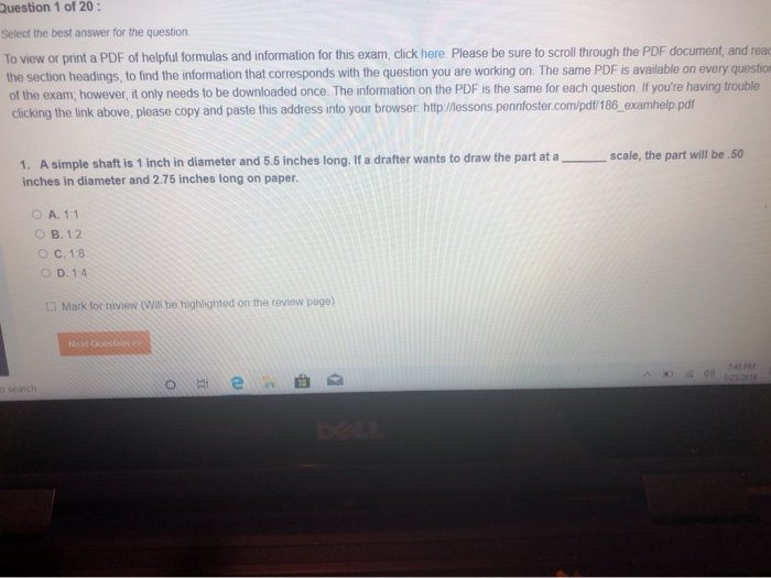 Solved Question 1 of 20: Select the best answer for the | Chegg.com