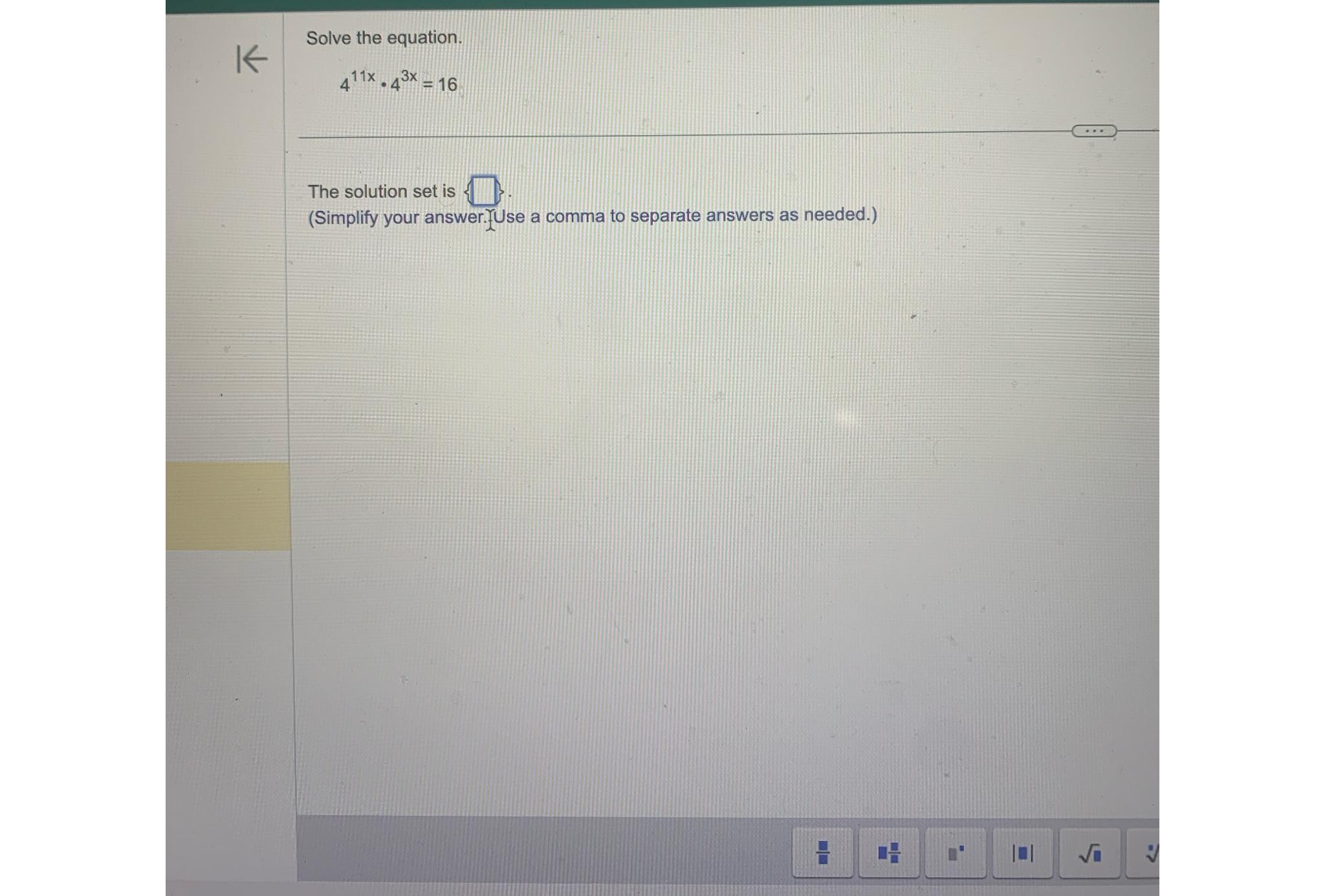 solve-the-equation-411x-43x-16the-solution-set-chegg