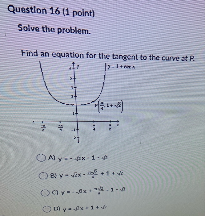 Solved Question 16 (1 point) Solve the problem. Find an | Chegg.com