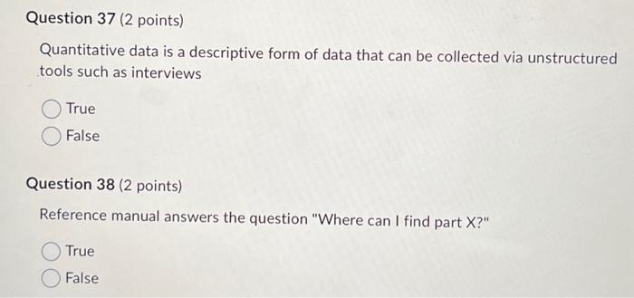Solved Quantitative data is a descriptive form of data that | Chegg.com
