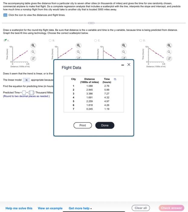 Solved The accompanying table gives the distance from a | Chegg.com