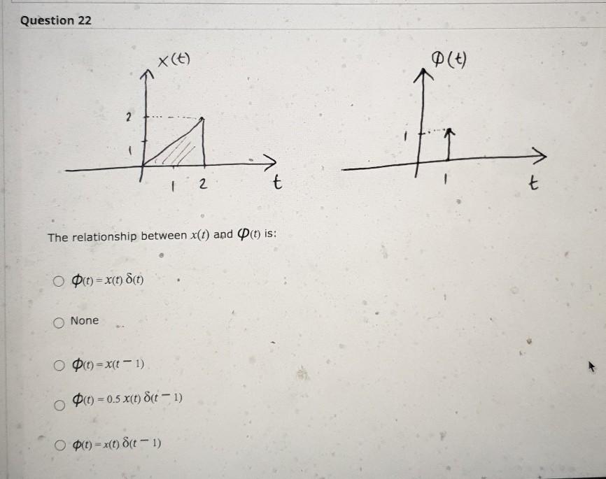 Solved Question 22 X(t) P(+) 2 I 2 t t The relationship | Chegg.com