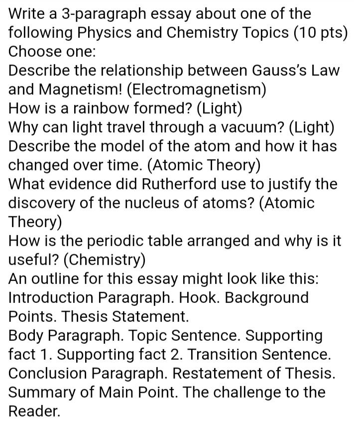 3 paragraph essay topics