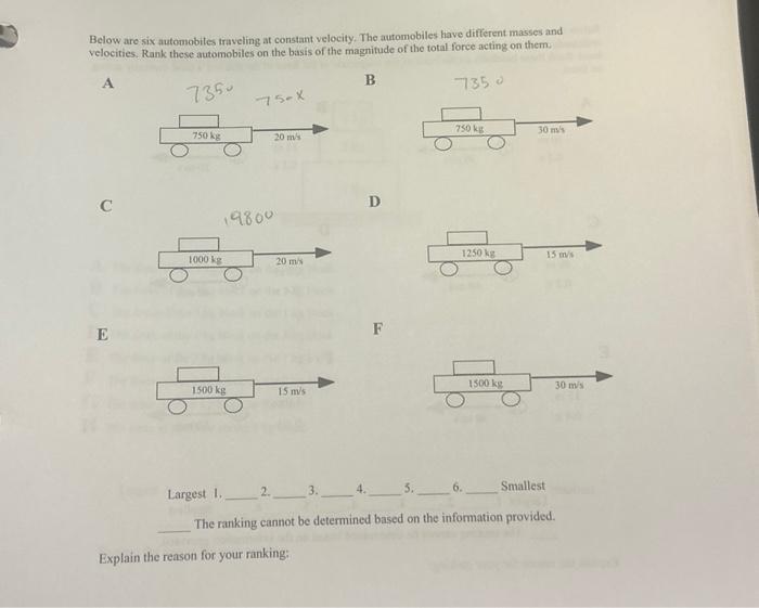 Solved Below are six automobites traveling at constant | Chegg.com