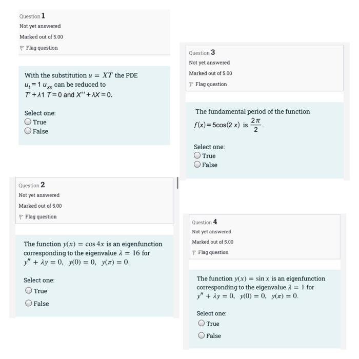 Solved Question 1 Not yet answered Marked out of 5.00 Flag | Chegg.com