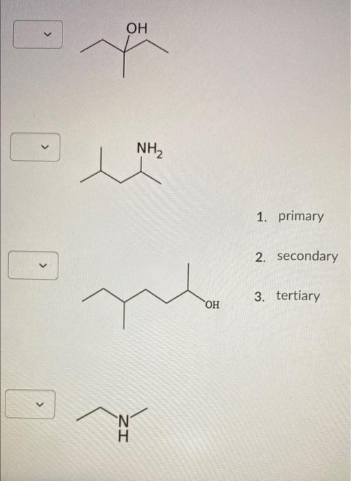 Solved OH . NH2 1. primary 2. secondary 3. tertiary ОН > 'N | Chegg.com