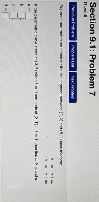 Solved Section 9.1: Problem 7 (1 point) Previous Problem | Chegg.com