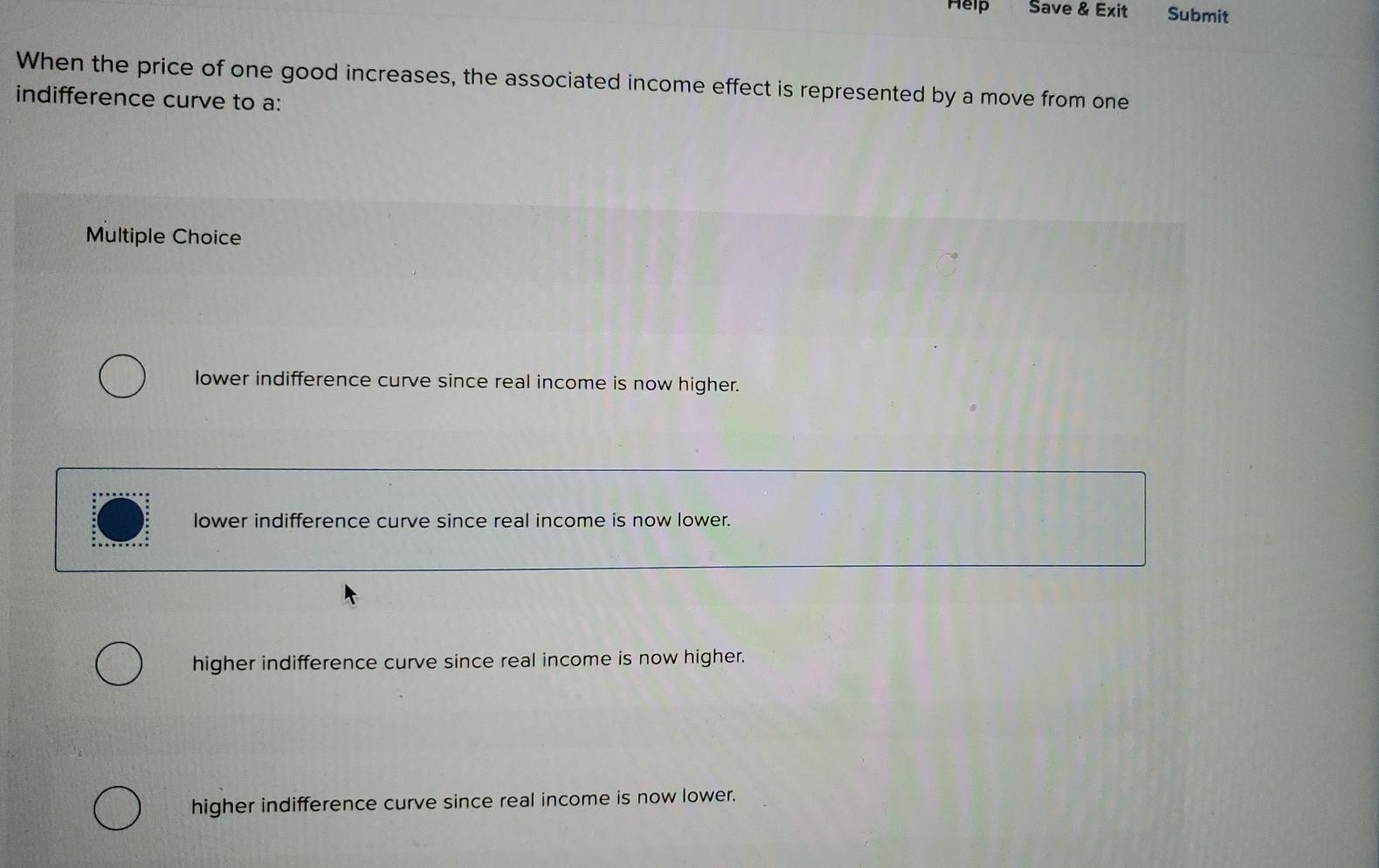 Solved тер Save & Exit Submit When the price of one good | Chegg.com