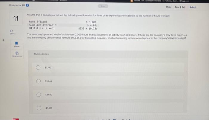 Solved Homework 38 Help Save & Exit Submit 11 Assume that a | Chegg.com