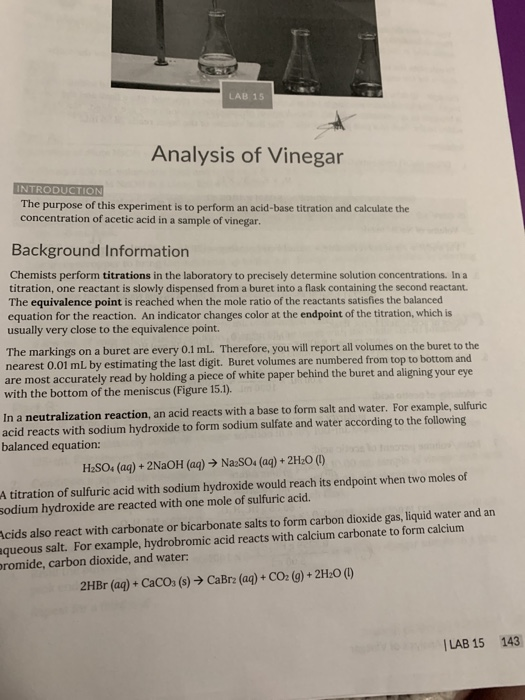 Solved LAB 15 Analysis of Vinegar INTRODUCTION The purpose