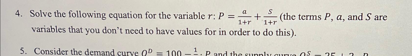 Solved Solve the following equation for the variable | Chegg.com