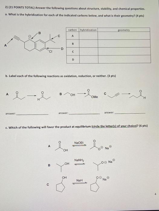 Solved 2) (21 POINTS TOTAL) Answer the following questions | Chegg.com