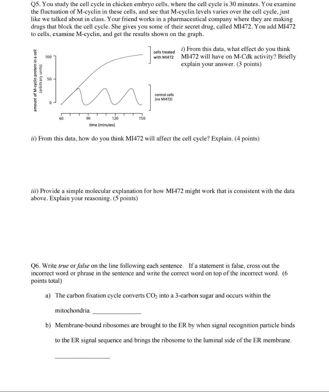 Solved Q5. You study the cell cycle in chicken embryo cells, | Chegg.com