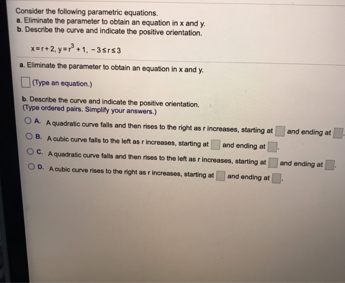 Solved Consider the following parametric equations. a. | Chegg.com