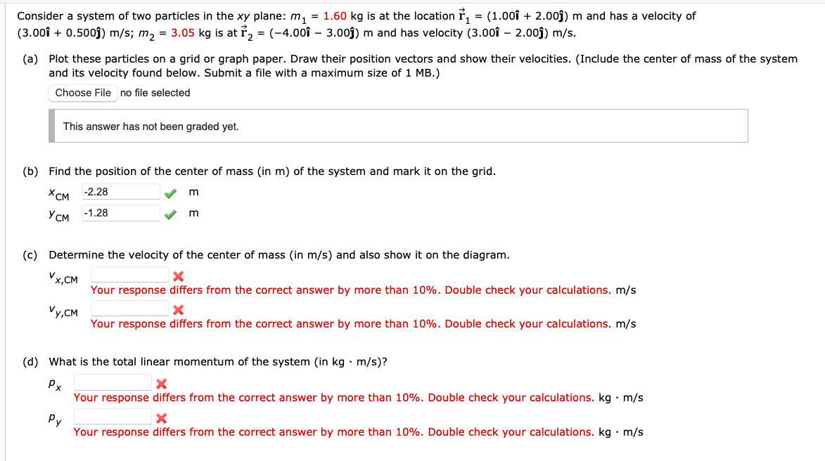 Solved Consider a system of two particles in the xy ﻿plane: | Chegg.com