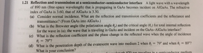 Solved 1.21 Reflection and transmission at a | Chegg.com