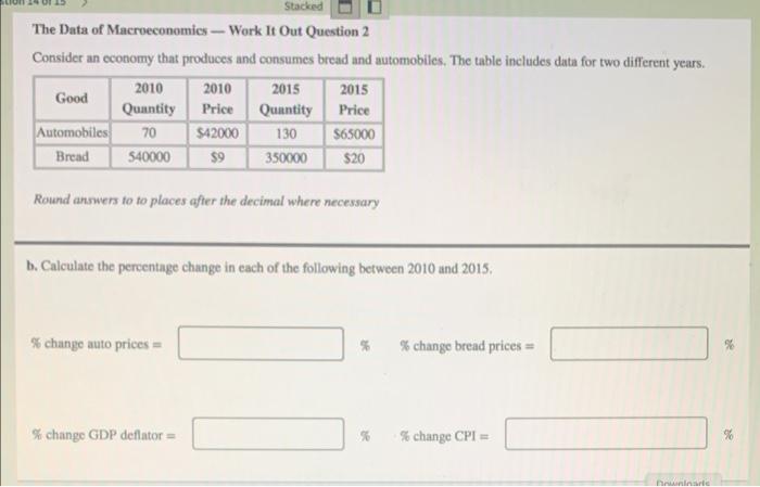 Solved Stacked The Data Of Macroeconomics-Work It Out | Chegg.com