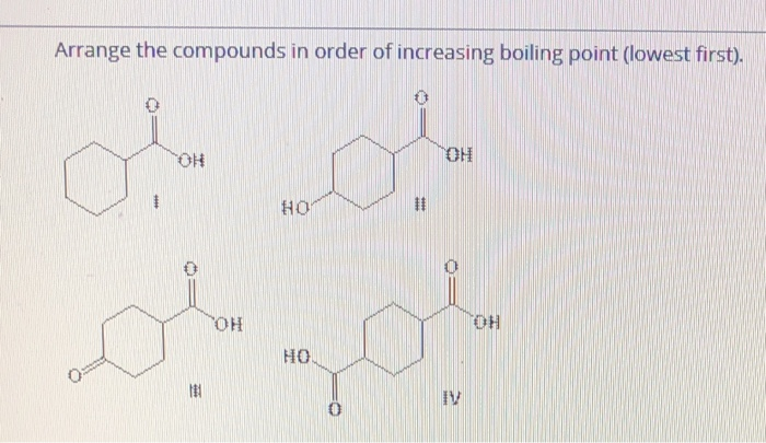 Solved Arrange the compounds in order of increasing boiling | Chegg.com