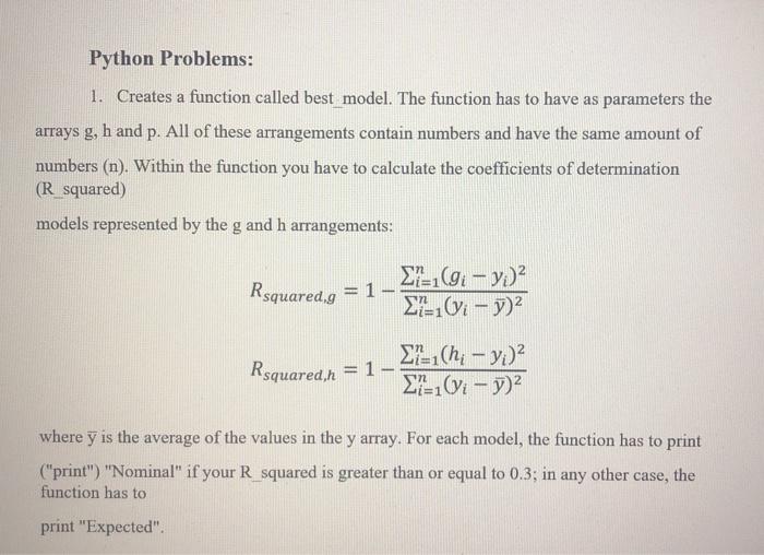 Solved Python Problems: 1. Creates a function called best | Chegg.com