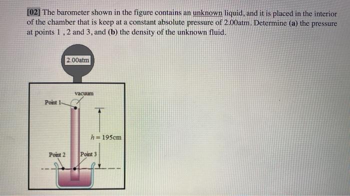 Solved [02] The barometer shown in the figure contains an | Chegg.com