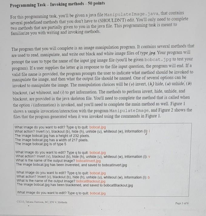Solved Instructions This homework assignment covers methods, | Chegg.com
