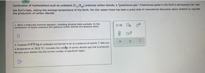 Solved Combustion of hydrocarbons such as undecane (CH) | Chegg.com