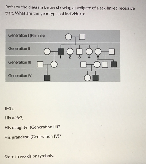 Solved Refer to the diagram below showing a pedigree of a | Chegg.com