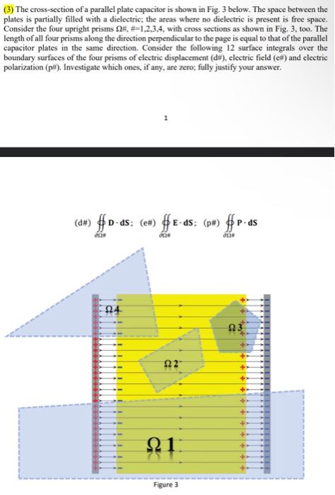 Solved (3) The cross-section of a parallel plate capacitor | Chegg.com